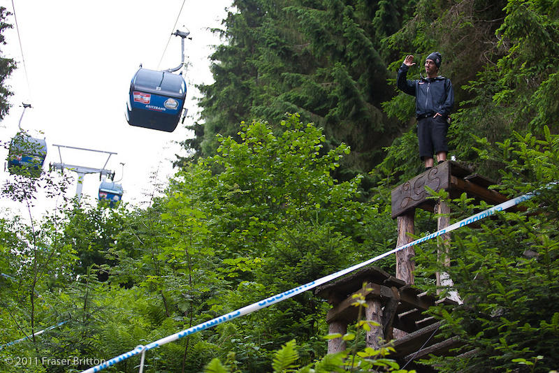 Leogang Austria - World Cup. John Cancellier Blackbox Technician dials in his XC lines. AUDIO Cancellier