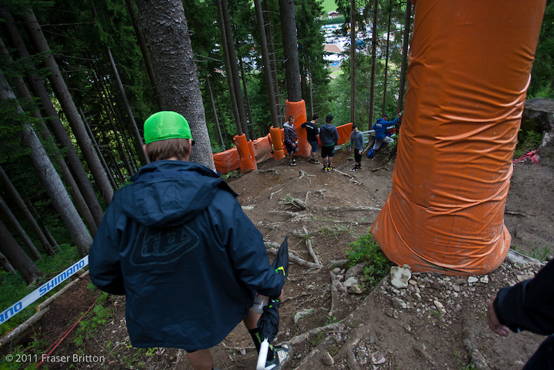 Leogang Austria - World Cup. Sam Hill heads into one of the lower root sections trying to find some lines.