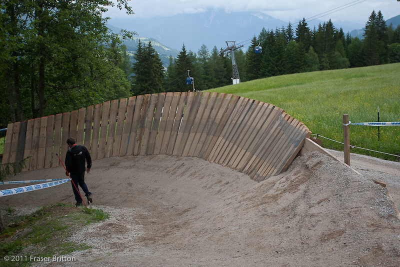 Leogang Austria - World Cup. New section of the track that includes 2 huge wallrides.