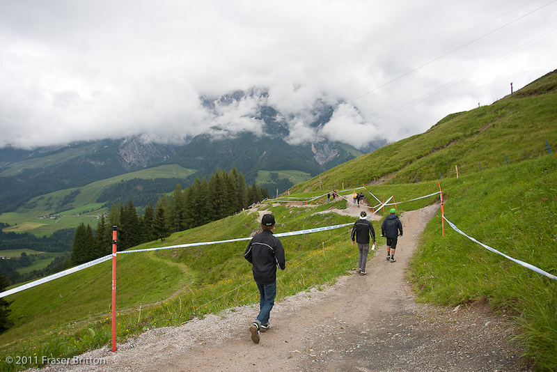 Leogang Austria - World Cup. For being as steep as it is there s a couple of mega long pedalling sections litterred with jumps. If you get bored you can always admire the view.