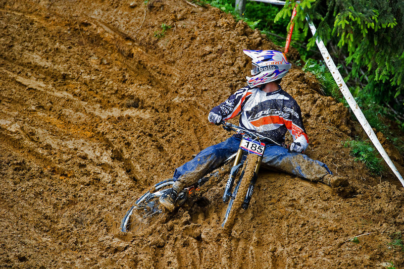 Loic Bruni the new kid on the Lapierre squad has sick handling skills but was no match for the mud during the morning training.