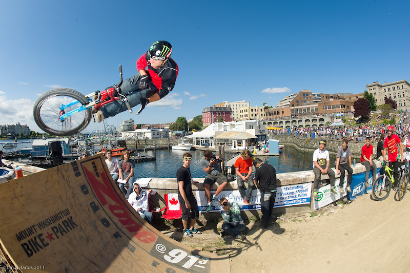 Jamie Goldman was throwing barspins and tuck no s on the little ramp.