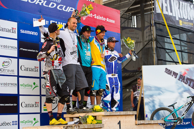 Men s 4X podium--minus the Aussie super fans.