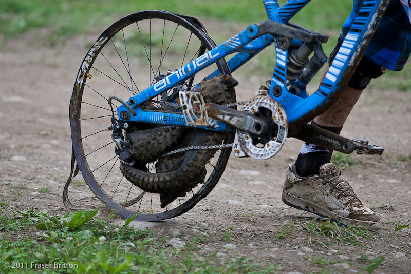 This is how Gee Atherton s day ended. It was a long walk back down.