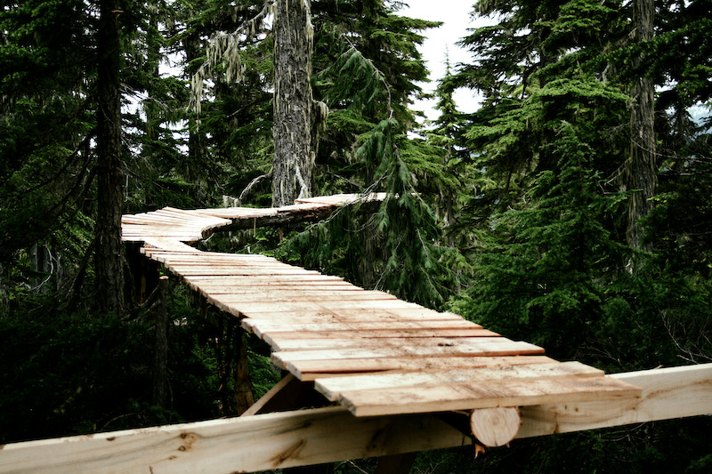 Old-school start with an air into skinny bridge...more like old-school crazy this thing is 20ft in the air 