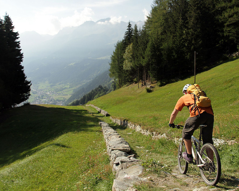 Hundred year old roads and singletrack lead to Poschiavo from Cavaglia