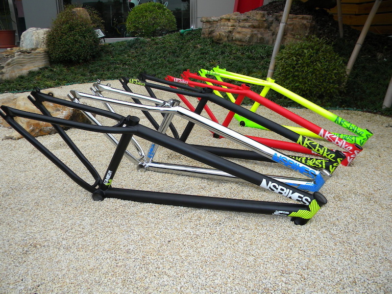 Here are some other frames lined up in front of the office ready for packing. The whole range of our 2012 NS frames can be viewed here http www.nsbikes.com 2012 frames-and-forks.html