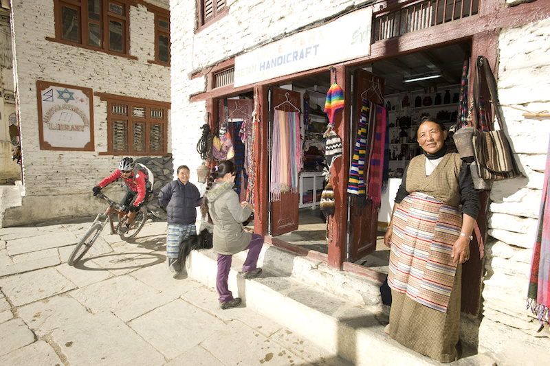 Buzzing some of the Tibetan refugees selling wares souvenirs in Marpha. photo Patrice Halley patricehalley.com