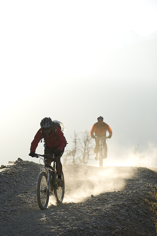 Riding away from the last light on the way from Jomsom down to Marpha. photo Patrice Halley patricehalley.com