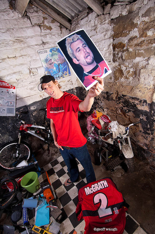Steve Peat with a picture of his hero Jeremy McGrath. Sheffield 2008