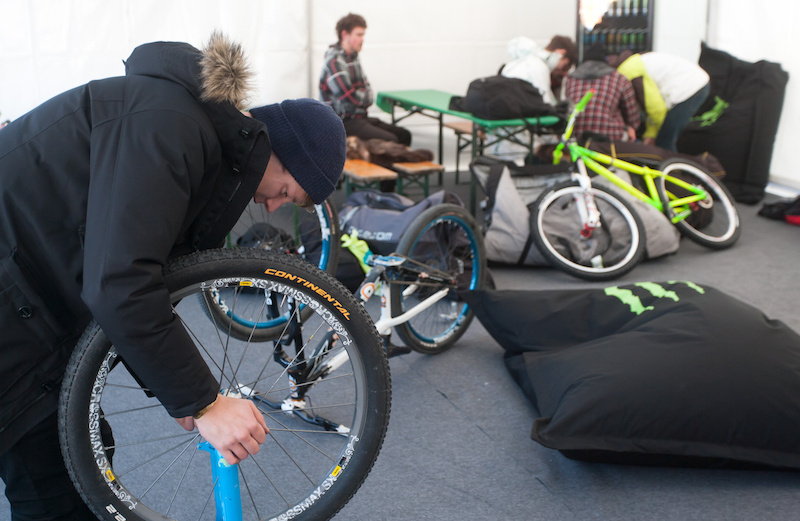 Martin Concentrating on bike set up.