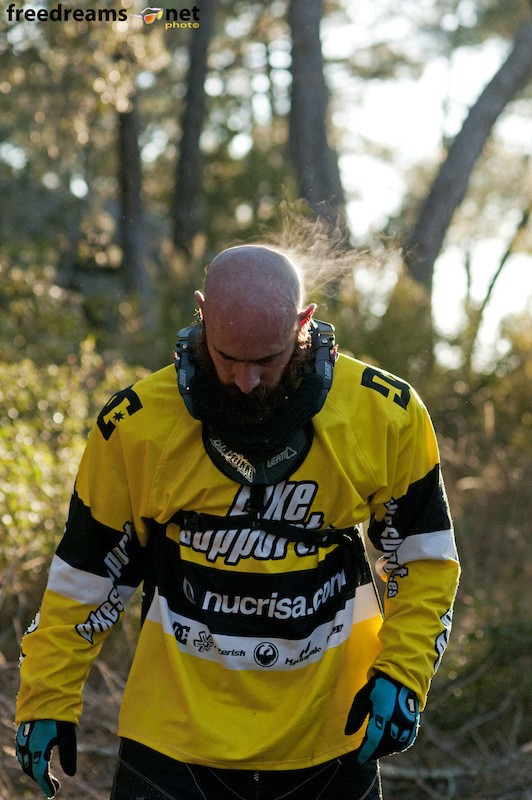 The trail wasnt used lately and it had a lot dirt on it. Wittig has to clean it to could get some speed. Burning man
