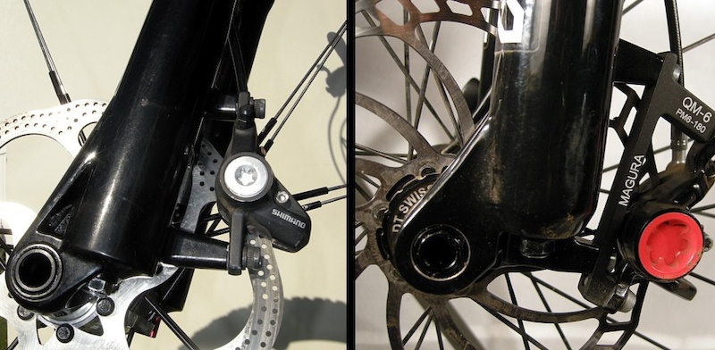 Compare the redesigned 2013 dropout casting left with the present Velvet fork right and you might pick out a few nuances. The foot-bolt seems to be closer to the axle on the new fork hinting at a new offset measurement that is better suited for slack head angles.