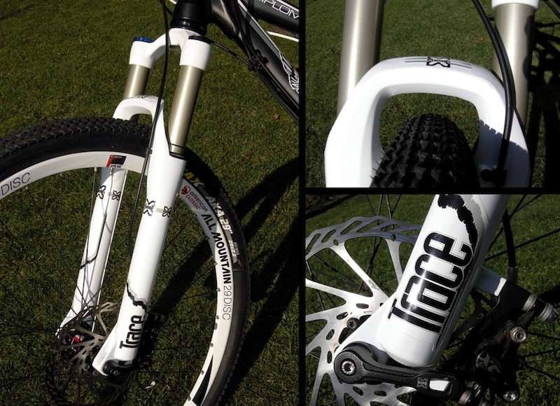 Big news for 29er riders is X-Fusion s 140-millimeter-stroke Trace fork. The Trace shares the 34-millimeter stanchion platform and features dedicated 29er architecture in the lower casting.There is plenty of room for AM-sized rubber in the arch and the dropout features the X-15 through-axle system.