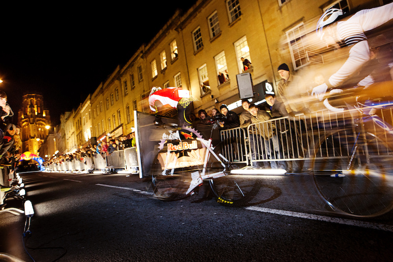 Event participants performing in Red Bull Hill Chasers on Park street in Bristol UK on the 18th of February 2012.