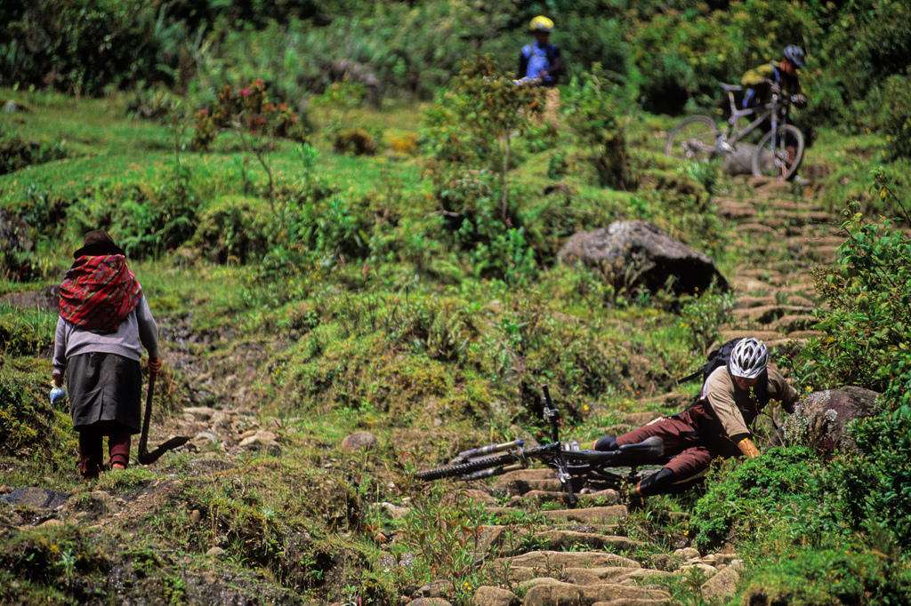 The hex. Adrian Montgomery was negotiating the hundreds of steep rocks stairs (following the line I cleaned with camera pack... had to say it Adrian) until this local decided he was done, keeping us in check in their country.