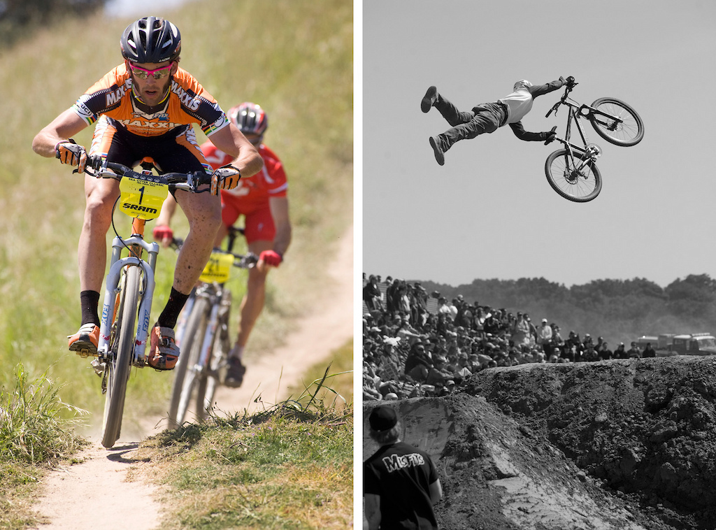 As a photographer, you better have done some off-season training so that you're ready to do the overlapping-race-sprints... Quickly nail this 'air' by Geoff Kabush in the men's XC, and