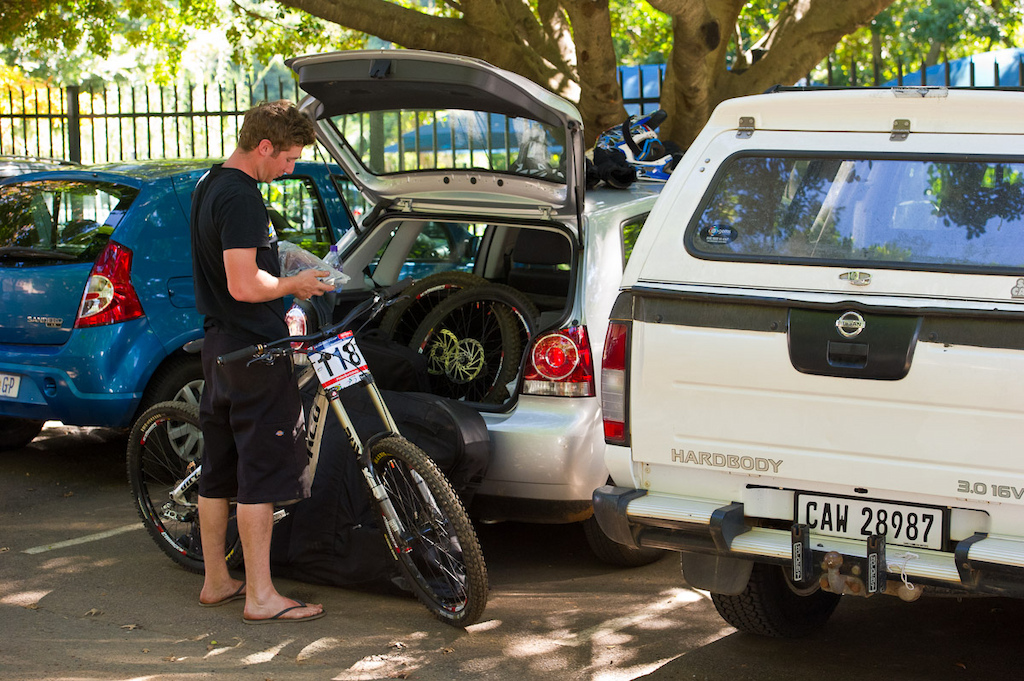 Not everyone can pony up for a pit space--those ain't cheap. But for a one man and a wrench outfit like Dirt/Norco here in South Africa, free fifty for a parking lot 