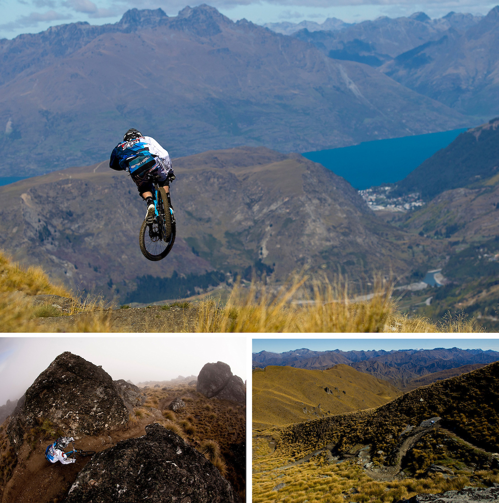 One of the last trips for the filming of 3MG was a return trip to New Zealand in March, this time we headed to Queenstown on the South Island. Queenstown is rapidly becoming the go to spot while the Northern Hemisphere is caked in snow. So many spots to choose from, each one more scenic than the next. Dan up above Coronet and Snow Park trails.