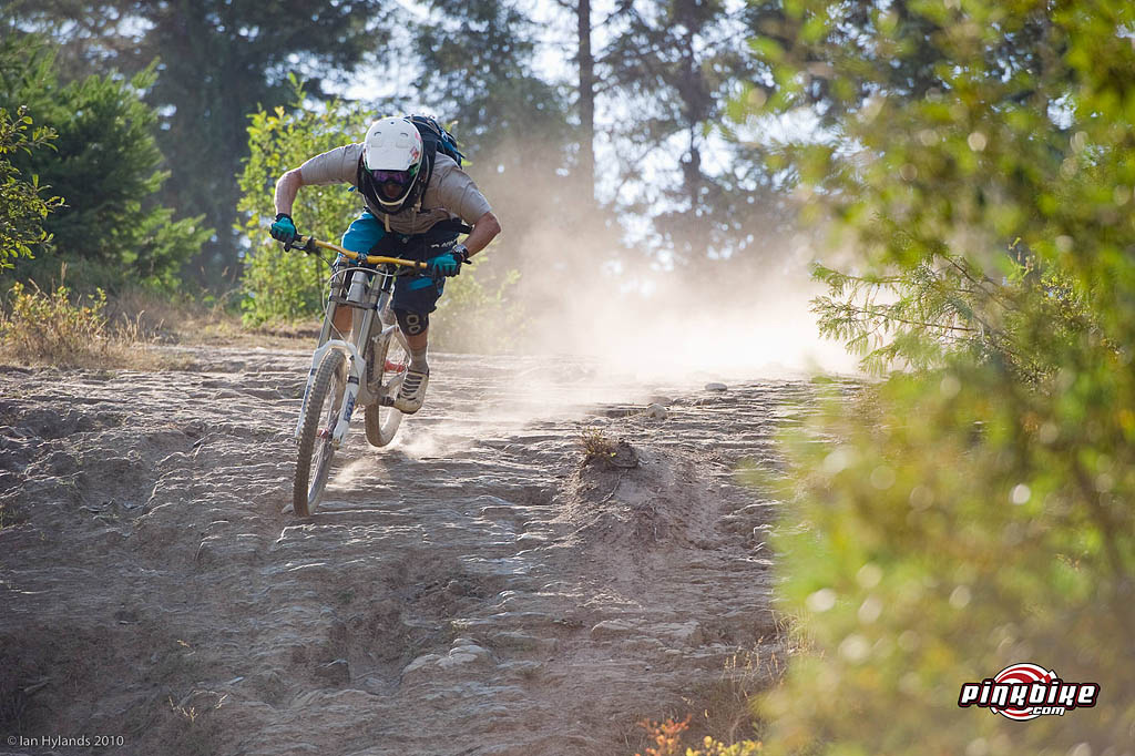 Andrew Shandro riding at Whistler on a prototype Trek Session 9.9