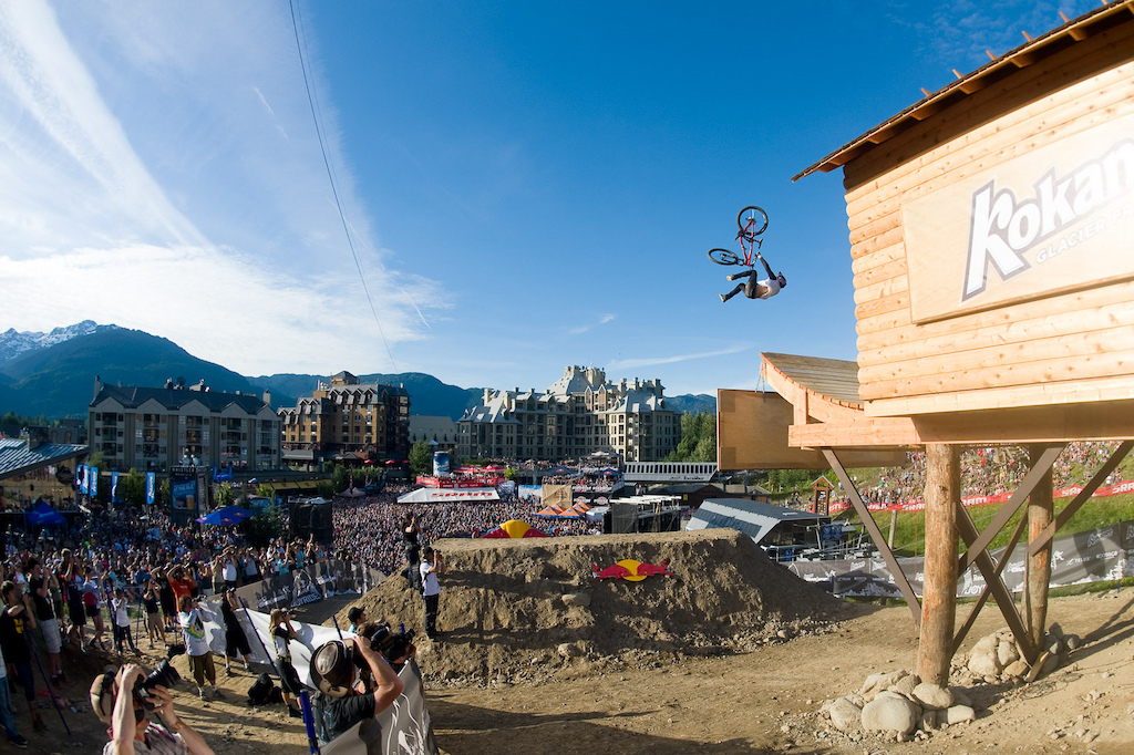 Brandon Semenuk jumps during the Red Bull Joyride event in Whistler BC on July 23 2011