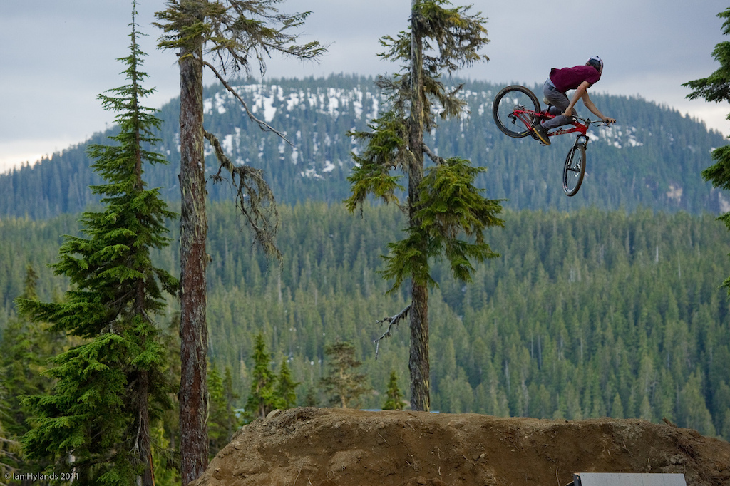 Brandon Semenuk whipping huge on the last jump.