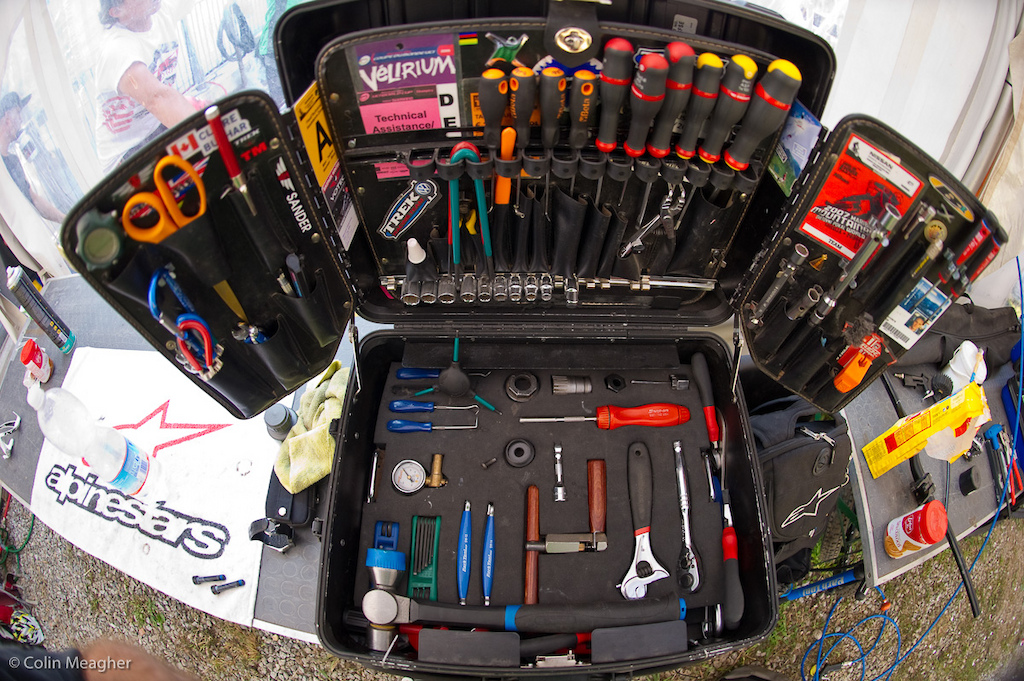 The neatest tool box on the circuit. Any guesses as to who owns this meticulous piece of work