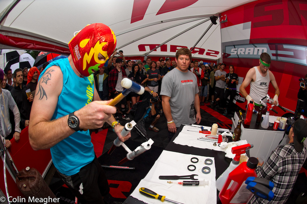 Christoph from Fox was no match against Danny Portman the Swiss Army Knife as he s known in the pits.