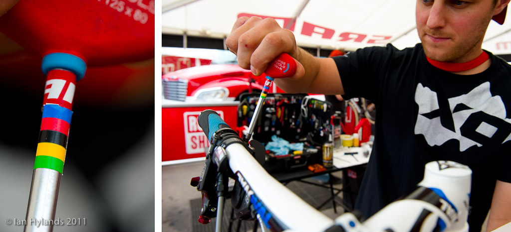 Mechanics often put colored tape on their tools to help identify them Evan s tape now has 5 colors.
