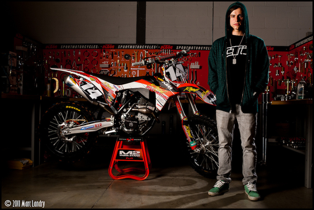 2011 Montreal Supercross winner Jeremy Medaglia at team shoot for KTM Canada.