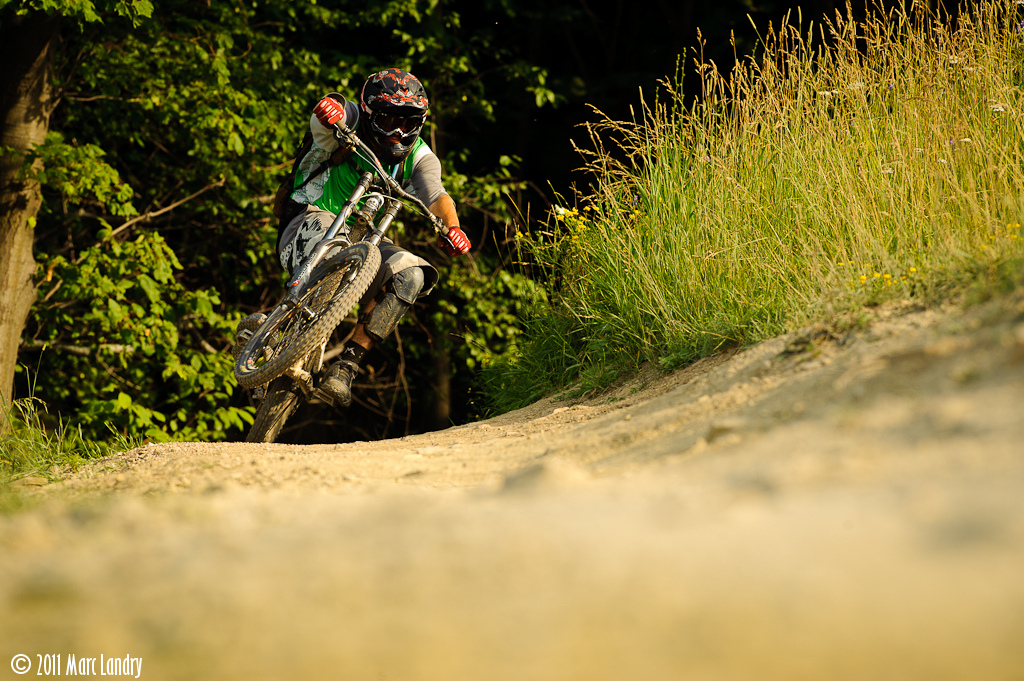 Wade coming in hot over the crest at Blue Mountain.