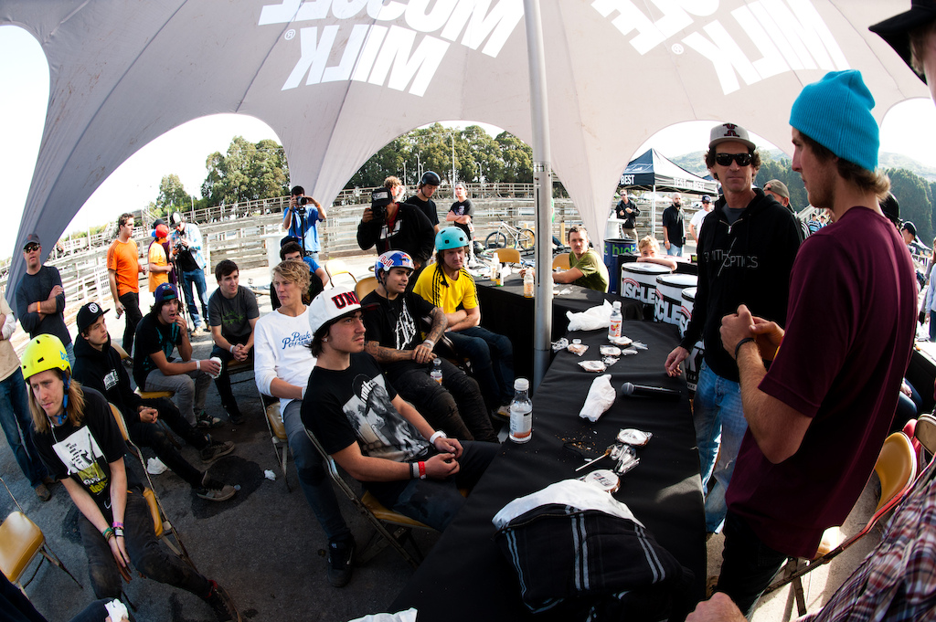 Andrew Taylor amp Randy Spangler lay down the law in the rider s meeting.