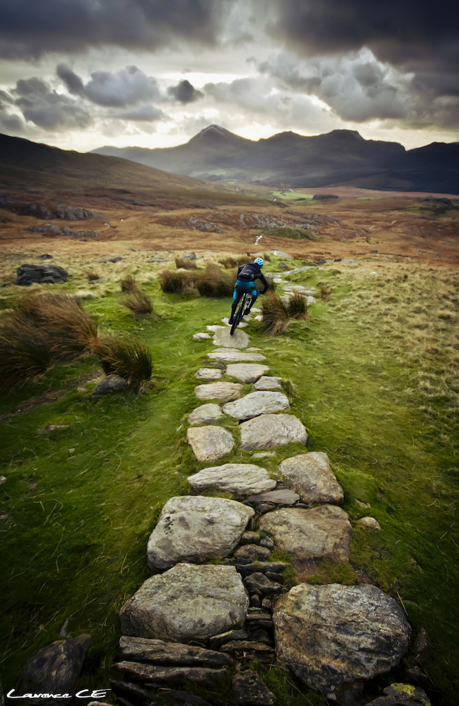 A shot from a shoot I had with Joe on Snowdon for North Wales Mountain Bike Trails guidebook. Turned out to be a really good day considering the sidewards hail icy trails and 3 inches of snow at the top. Keep an eye out for the book soon - Laurence CE - www.laurence-ce.com
