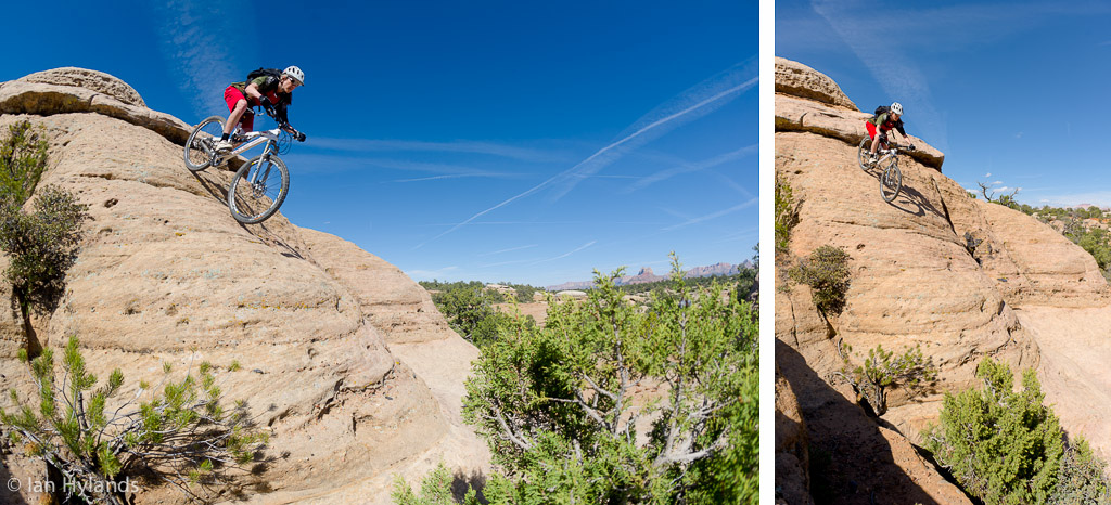 Katrina Strand rides on Gooseberry Mesa in Utah.