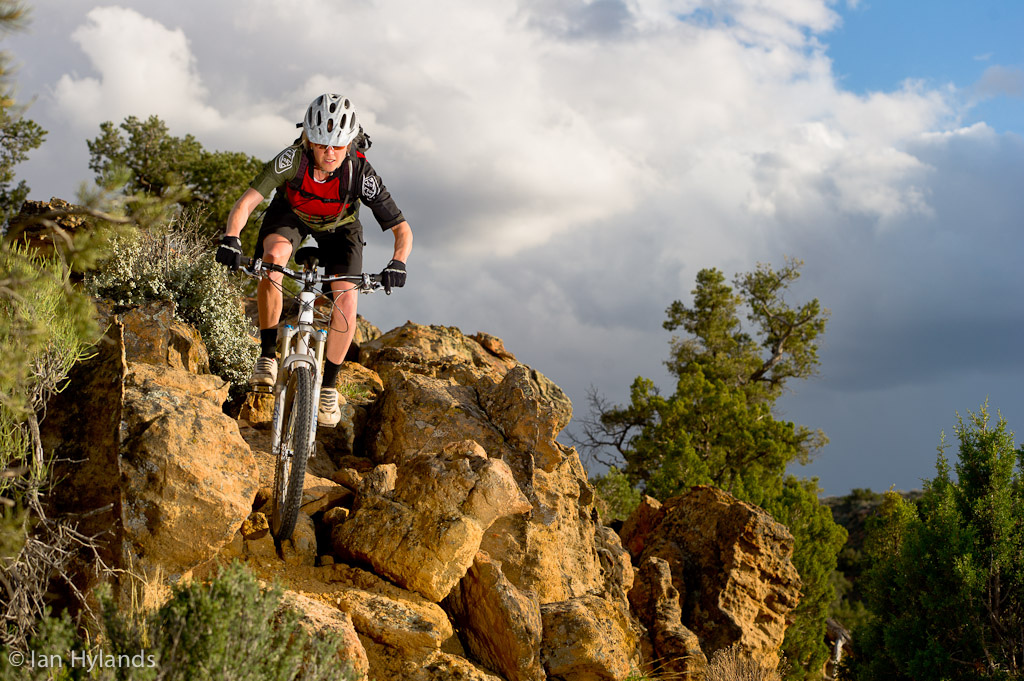 Katrina Strand riding on Grafton Mesa in Utah.