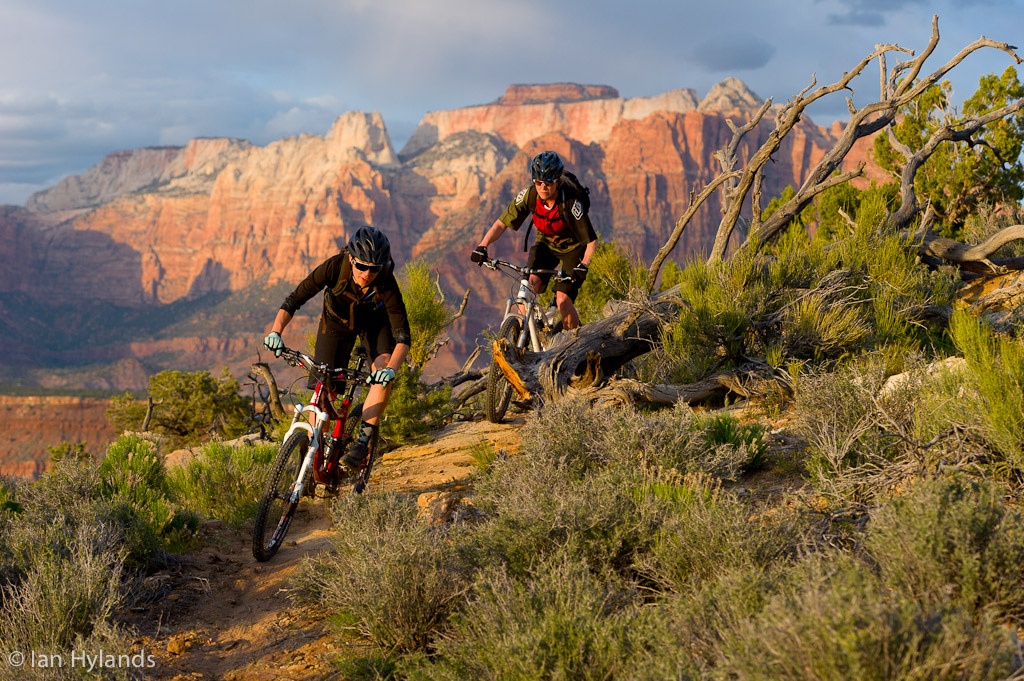 Katrina Strand and Brook Baker riding on Grafton Mesa in Utah.