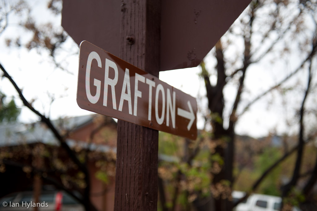 The signpost pointing to the almost forgotten ghost town of Grafton Utah.