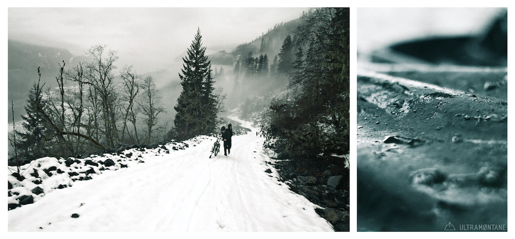 Hiking up the road as the fog shifts through the Squamish Valley.