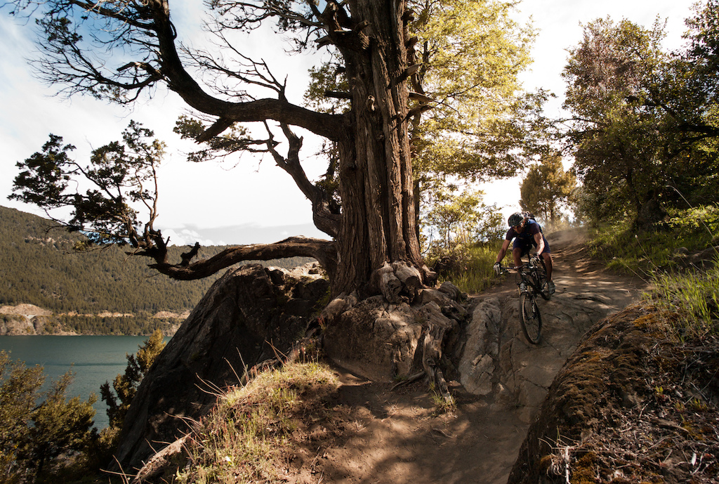 Riding around San Martin de Los Andes is fast and furious. And dusty. Don t be the rider at the back. Photo by Dan Milner.