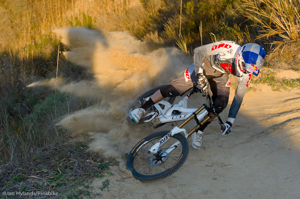 Gee Atherton rides his new GT Fury near Laguna Beach California