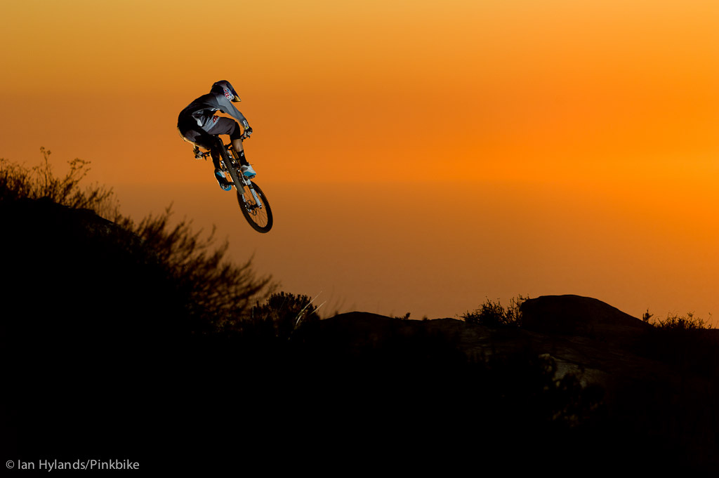 Gee Atherton rides his new GT Fury near Laguna Beach California